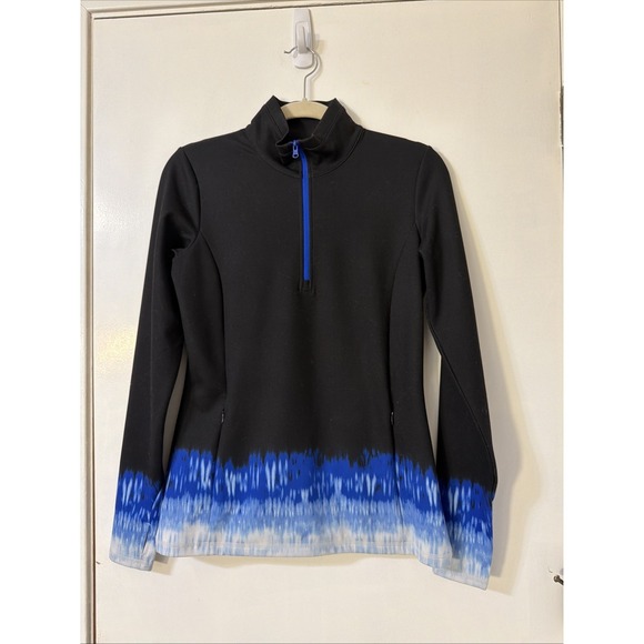 Talbots Tops - T by Talbots Ombré  UPF 50+ Pullover Top Athletic Black Half Zip Scuba‎  Size XS